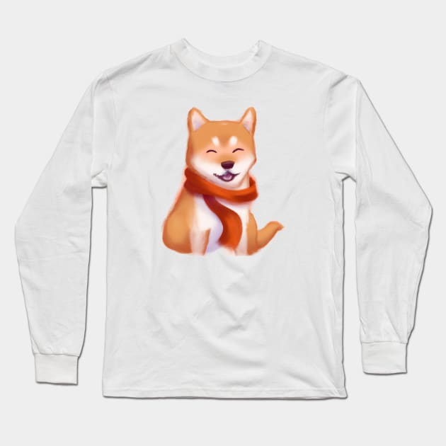 Cute Shiba Inu Drawing Long Sleeve T-Shirt by Play Zoo